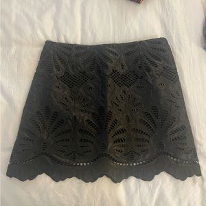 Black Laser Cut Faux Leather H&M Skirt